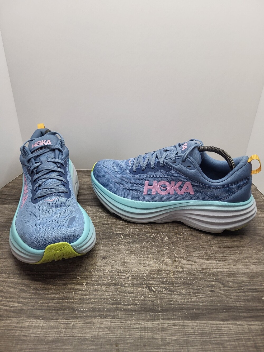 Hoka One Bondi 8 Sneakers Running Shoes Blue Pink Gray Shadow Women's 10.5 B